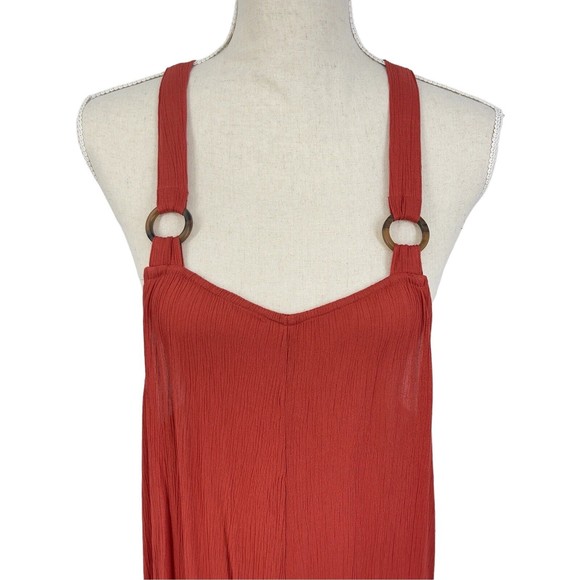 Topshop Womens Tort Ring Sleeveless Overalls Cropped Crepe Wide Leg Jumpsuit M - Picture 3 of 13